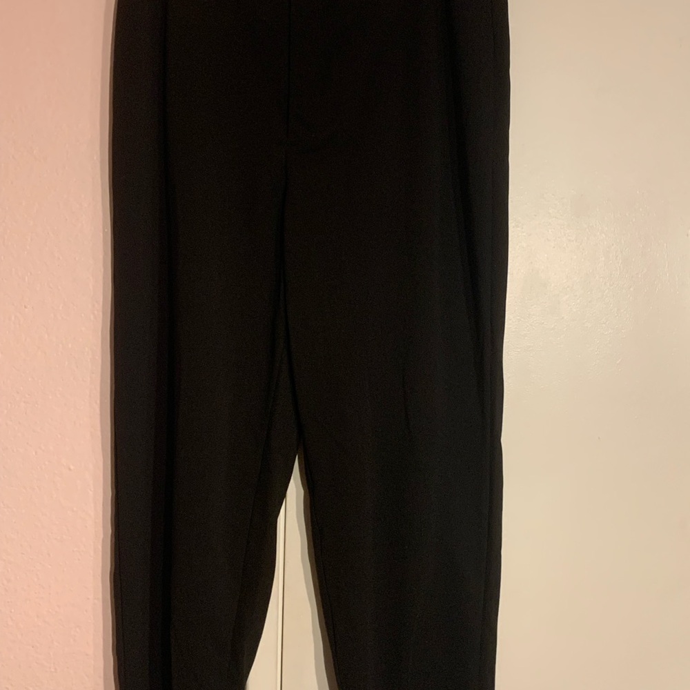 Women’s Black Trouser Pants with Double Button Detail